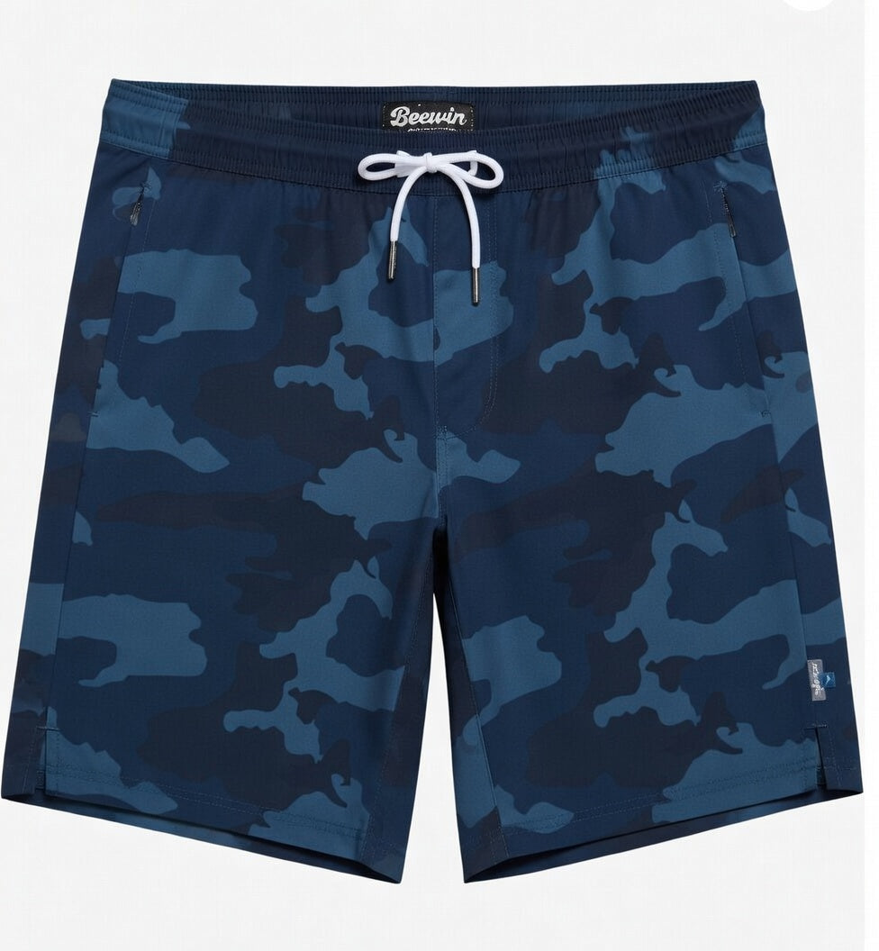 Beewin 2 in 1 Mens Swim Trunks 7 Inch Swim Shorts Swim Suits Board Shorts